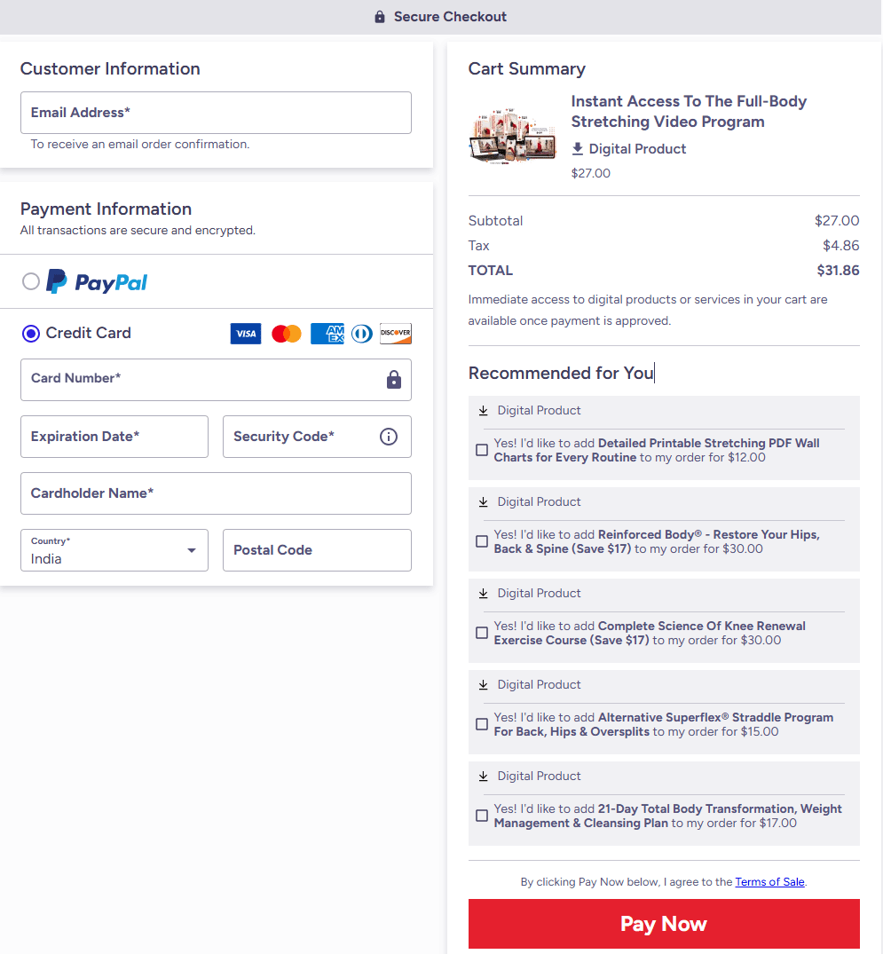 Hyperbolic Stretching Checkout Page